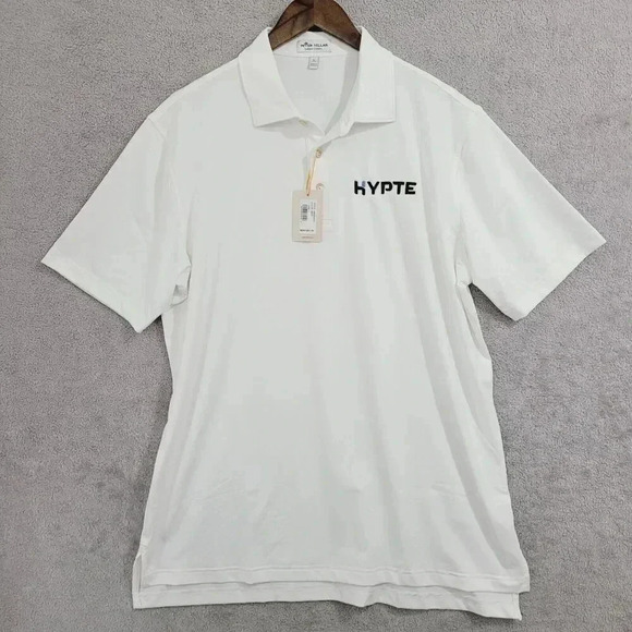 NWT Peter Millar Summer Comfort Mens Polo Shirt L White Polyester/Spandex 23CT - Picture 1 of 9